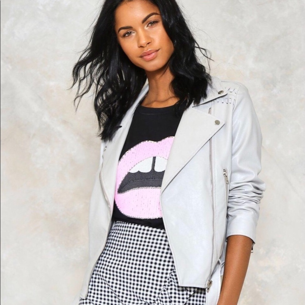 Nasty Gal Grey Moto Jacket